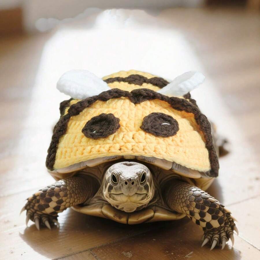Neuankömmling 1 Stück Gestricktes Schildkröten Dekorative Kleidung, Kleine Bienen Kostüm Kleidung für Haustierpartys, dekorative Kleidung