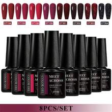 MEET ACROSS 8pcs Gel Nail Polish Set Summer Colorful Sparkle Glitter Semi Permanent Soak Off UV Gel Varnish Long Lasting DIY Nail Art Design All For Decoration Manicure Kits Painting Gel Vernis Nail Supplies For Home And Salon Nails - Nhiều màu - Xem 19