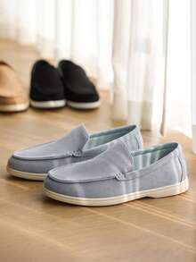 Mocassini da uomo con tacco scarpato - Scarpe casual minimaliste per quattro stagioni, Nuove scarpe da uomo di moda formale versatili con tacco scarpato nel 2025, Mocassini con un'unica staffa, Adatti per uso all'aperto, quotidiano e stile di strada - Disponibili in nero, grigio, beige e blu, Scarpe confortevoli - Blu - Visualizzare 10