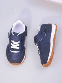 Kids' Color Splicing Athletic Shoes, Boys/Girls Campus Student Shoes With Magic Tape, Running Shoes, Casual Sneakers