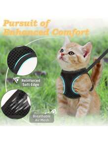 1pc Breathable & Comfortable Pet Chest & Back Strap For Walking Dogs & Cats, Outdoor Explosion-Proof & Shock-Absorbing Leash, Black Vest Style Chest &,Back Strap