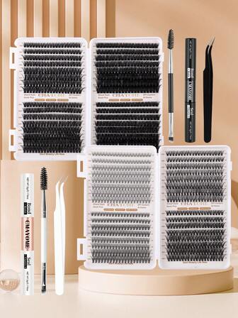 CMAYOME 640 set med D-formade böjda lösögonfransar (10D, 20D, 30D, 40D, 50D, 60D, 80D, 100D), med lätta och tjocka fransar (längd från 10 till 16 millimeter), som blandar olika grader av vidhäftning med riktiga ögonfransar. Fransklusterkit, fransar, ögonfransar, lösögonfransar