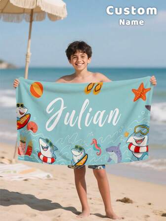 1PC Customized Name Ocean Beach Towels,Personalized Kids Beach Towel,Summer Birthday Gift For Kids,Custom Name Beach Towel,Custom Beach Towel For Girls/Boys,Perfect For Outdoor Beach Travel Swimming Gym Yoga, Beach Accessories,Custom Beach Towel For Friends, Multiple Sizes Of Beach Towels To Choose Froml
