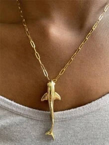 Stainless Steel Vintage Dolphin, Turtle, Mermaid Pendant Necklace, Versatile For Women