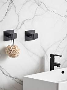 1/2pcs Adhesive Hooks, Towel Hook Coat Hooks, Stainless Steel Brushed Wall Hooks, For Hanging Throbe Sponges In Bathroom And Bedroom, Hook Accessories, Auxiliary Hook, Heavy Duty Hook. For Hanging Coat, Clothes, Plants, Gardening Tools, Kitchenware, Pans, Pots, UtBaensils, Spoons, Hat, Towel Robe Hook Rack Wall Mount. For Your Bedroom, Shower, Classroom, Garage, Apartment, College Dorm, Cabinets, Fridge, Organizer And Most Kinds Of Room Decor.