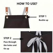 1 件男女通用防水围裙，带口袋，多层帆布材质，可调节设计，适合厨师、咖啡师和服务员