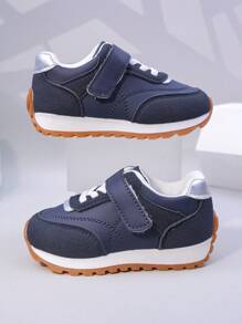 Kids' Color Splicing Athletic Shoes, Boys/Girls Campus Student Shoes With Magic Tape, Running Shoes, Casual Sneakers