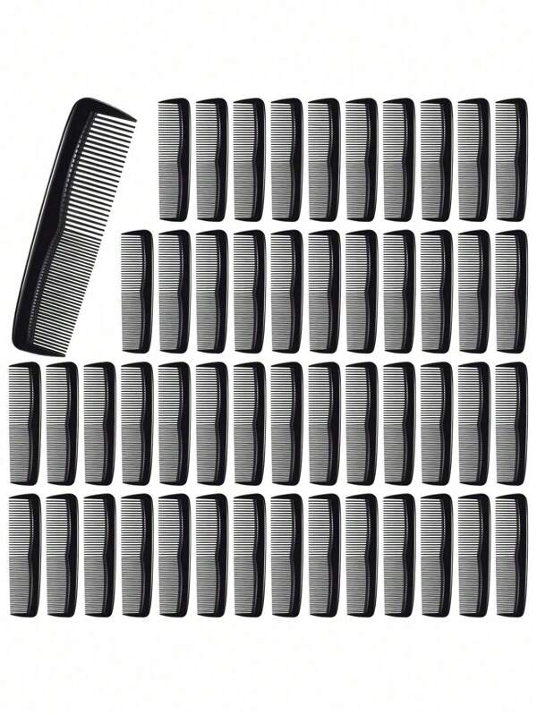 50 Piezas Peines de bolsillo para hombres de 5 pulgadas con dientes gruesos y finos, peines de plástico profesionales para corte de cabello, anti estática, accesorios de aseo para barba (Negro)