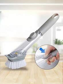 Long Handle Kitchen Cleaning Brushwith Refillable Detergent Reservoir &Replaceable Heads-Multi-SurfaceScrubber For Pots, Pans, Dishes, SinksCountertops,Stovetops,Backsplashes,Non-Scratch Cookware& Appliances