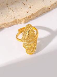 1 Stück minimalistischer Edelstahl-Ring, 18 Karat vergoldet, mit einzigartigem hochwertigem kratzfestem Herzdesign, geeignet für den täglichen Gebrauch