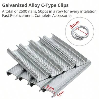 C7 Hog Ring Kit 2500 Hogrings Pliers C Clip Auto Feed Fencing Nailer Wire Ringer