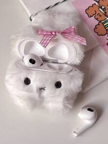 有趣的手机壳，丑陋的手机壳大象耳机壳套 - 可爱蓬松的蓝色和粉色毛绒套 - 兼容第 1/2 代、Pro/Pro 2、第 3 代、第 4 代（可爱的礼物） - 白色 - 查看 9