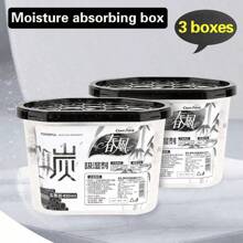 3 piezas Caja deshumidificadora de 450ml, Caja deshumidificadora, Agente deshumidificador, Deshumidificador, A prueba de humedad, Antimoho, Para usar en armarios, Con partículas de carbón de bambú desodorante, Deshumidificador para el hogar