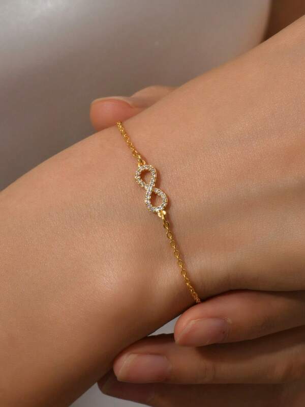 سوار على شكل لانهائي مزين بمكعبات قطعة واحدة، سوار الموضة للنساء