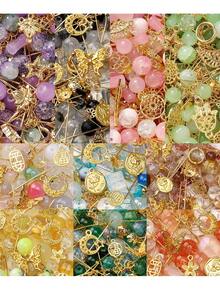 50克/包混合玻璃珠金属饰品隔珠适用于珠宝制作DIY手链项链脚链特殊手工工艺用品 - 混款珠金色配件 - 查看 4
