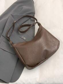 时尚纯色柔软PU皮革单肩包，复古百搭大容量斜挎包，适合上学、办公、日常通勤，优雅手提包带拉链钱包，轻便休闲邮差包，绝佳的礼物之选。