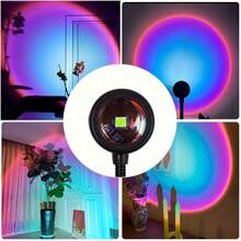 1pc/2pcs Projection Lamp, LED Sunset Light, USB Interface, Rainbow Blue Light And Sunset Light, 360° Rotating Lighting Night Light, Suitable For Influencer Live Streaming Background, Ideal As Holiday Gift, Creating Home Atmosphere, Bedroom, Room And Living Room Decor, Computer Accessories And Peripherals, USB Lighting And Lighting Equipment - Black - View 8