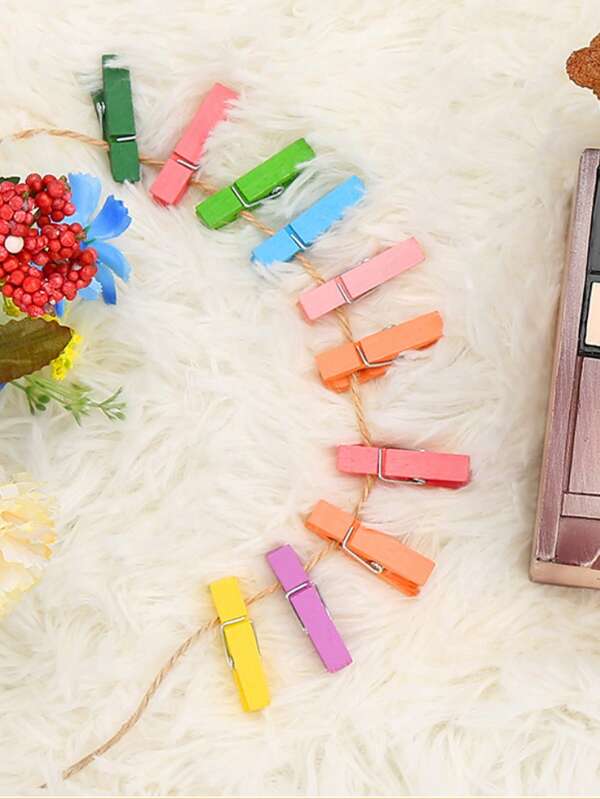 50 Pieces Of Wooden Mini Clothes Drying Clips, Colorful Decorative Clips, Suitable For Photos, Handicrafts, DIY Projects - Reusable, High-Quality Materials, Space-Saving Creative Artist Supplies, Country-Style Decoration, Multi-Functional Clips