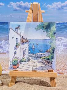 MOCARD 15pcs/Pack Large Size Watercolor Landscape Stickers, Creative Art Stickers, DIY Decorative Collage Craft Materials, Holiday Gifts, Personalized Scrapbooking School Supplies School Supplies,Back To School