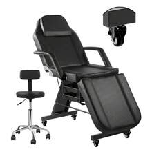 Adjustable Chair With Wheels 73inch Tattoo Bed Client Massage Table With Stool Massage Table Bed Spa Beauty Esthetician White