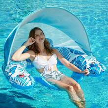 Flotador con dosel - flotador inflable para adultos, silla de flotación para piscina, flotador con portavasos, juguete flotante para fiestas en la piscina para adultos