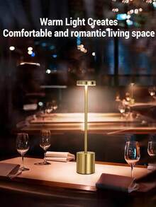 1个无线LED台灯，可充电床头灯，触控式户外灯，三色可调光电池供电灯，适用于餐厅、露台/卧室/户外