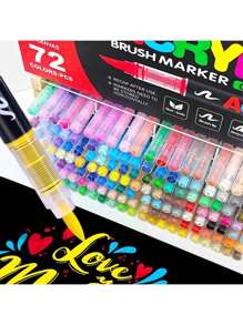 72/120/168 Colors Acrylic Paint Pens, Soft Brush Tip Acrylic Paint Markers,Quick-Drying Waterproof Acrylic Markers For Canvas, Rock Painting, Wood, Stone, Glass, Ceramic, Fabric Painting, DIY Crafts, School Supplies,Back To School