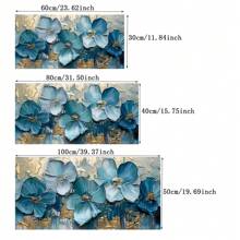 1 peça de pintura a óleo em tela com flores azuis, fundo abstrato com enfeites de flores azuis. Adequado para sala de estar, quarto, escritório, bar, decoração de parede de hotel, pôster floral moderno, decoração de casa, artes de parede em estilo moderno, pôsteres sem moldura.