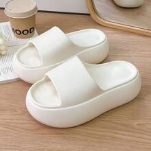 Damen Ultra-weiche EVA leichte & bequeme Slip-On Keilsandalen, 6cm Plateau, Einfarbig, lässige Strandpantoffeln für den Sommer