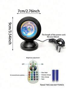 1 pieza Lámpara proyector de atardecer de 16 colores con control remoto y alimentación USB - 4 ajustes de modo, para fotografía, selfie, fiesta, decoración del hogar - excelente regalo para mujeres, niñas, bodas, Halloween, Navidad