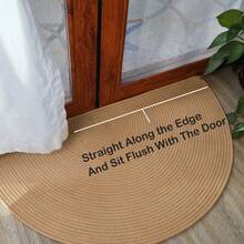 1pc Handmade Woven Linen Half-Round Rug, Half-Circle Doormat, Non-Slip Bathroom Mat, Entryway Rug, Room Decor, Quick Dry & Comfortable Washable, Suitable For Living Room, Entrance, Bathroom, Bedroom, Autumn Home Decor, Ideal For Household Use, Size: 31.49 Inches/35.43 Inches/47.24 Inches - Christmas Gift! - Camel - View 6