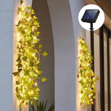 1 Stück, 2m/6,56ft 20LEDs, 5m/16,4ft 50LEDs, 10m/32,8ft 100LEDs solarbetriebene Efeu Lichterkette, Grün Blattpfad Lichter, Rasen Lichter, Garten Lichter für Hochzeit, Party, Garten, Camping, Zaun, Park, Fluss, Musikfestival Dekoration, Solar betrieben