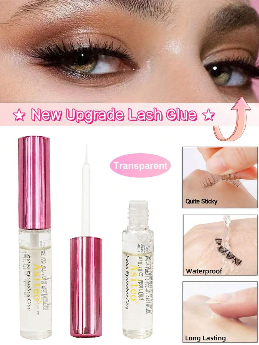 Asiteo 1支 5毫升 新款升级透明假睫毛胶水，速干睫毛胶，睫毛延长胶，化妆睫毛胶 - 無色 - 查看 1