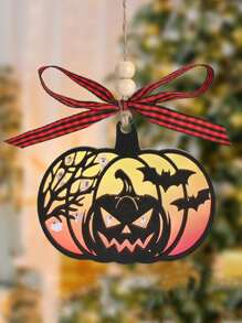 1 peça/3 peças 3,5*3 polegadas acrílico + madeira dupla camada enfeite de Halloween, design criativo em forma de abóbora de gatos, presentes de Halloween, decoração de casa com atmosfera de Halloween, decorações góticas de Natal estranhas, presentes de bruxa