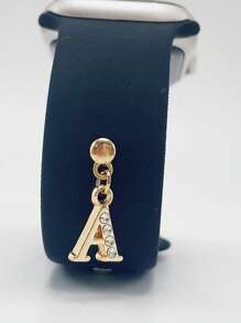 1pc Diamond Encrusted 26 English Letter Charm, Suitable For Silicone Watch Band Decoration