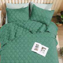 Size Quilt Bedding Set Teal - Full Lightweight Comforter Bedspreads & Coverlets Turquoise - Bedding Cover Bed Decor All Season - 3 Pieces (1 Quilt, 2 Pillowcases) - 霧霾綠 - 查看 4