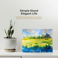 Monalife 1pc Decorative Metal Plate Stand For Display - Vinyl Tabletop Picture Frame Holder For Photos, Books, And Platters, Artistic And Elegant Design, Ideal For Home, Office, Or Holiday Decor