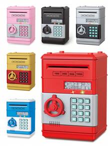 Electric Piggy Bank Auto Money Coin Saver With Light & Sound, Creative Password Unlocking Gift, Partial Accessories Included (Excluding Regular Batteries)