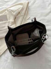 Fashionable Versatile Simple Large Capacity Women Tote Bag - Black - View 4