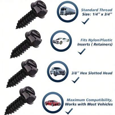 Local Delivery- Premium Srews For Front And Rear Plates LeadFree And NickelFree AntiRattle Bolts For Domestic Vehicle,Black License Plate Screws Rustproof Finish 8pcs
