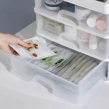 4-stöckige Kosmetik Make-up Datei Aufbewahrungsbox Organizer Schmuckkasten Make-up Koffer mit Schublade, einfach und transparent sortiertes Regal, Büro Schreibtisch Stationery Aufbewahrung, für Schulmaterial, Schulanfang
