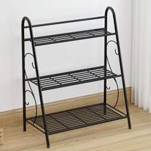3 Tier Plant Ladder Metal Flower Shelf, Black Indoor And Outdoor Corner Plant Shelves, Home Organizer Shelf, Space Saving, Lightweight And Durable, Decorative Flower Pot Stand.