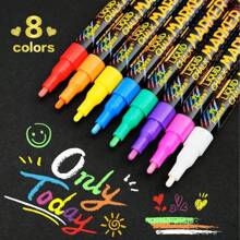8 Farben flüssiger löschbarer Kreidestift - waschbare und feuchtwischbare fluoreszierende Marker, geeignet für Tafel, Glas, Abschlussfeier, Schule, Kinder, Autoreparatur, Schulbedarf, Rückkehr zur Schule
