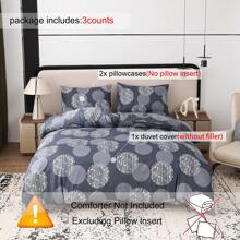 3pcs Bedding Set, Gray & White Circle Pattern Printed Duvet Cover (2*Pillowcases, 1*Duvet Cover, No Filler), Simple & Fashionable, Soft, Comfortable, Breathable, Zipper Closure, Suitable For All Seasons, Ideal For Decorating Bedroom, Guest Room And Dorm