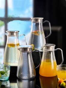 1pc 1L/1.5L/2L Acrylic/PC Water Pitcher With Lid, Stainless Steel Gold-Colored Cap, Beverage Container And Storage, Suitable For Hot Or Cold Drinks. Refrigerator Water Pitcher, Juice Container, Water Jug, Iced Tea Pitcher Or Milk Jug Back To School - Multicolor - View 3
