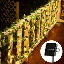 1 Stück, 2m/6,56ft 20LEDs, 5m/16,4ft 50LEDs, 10m/32,8ft 100LEDs solarbetriebene Efeu Lichterkette, Grün Blattpfad Lichter, Rasen Lichter, Garten Lichter für Hochzeit, Party, Garten, Camping, Zaun, Park, Fluss, Musikfestival Dekoration, Solar betrieben