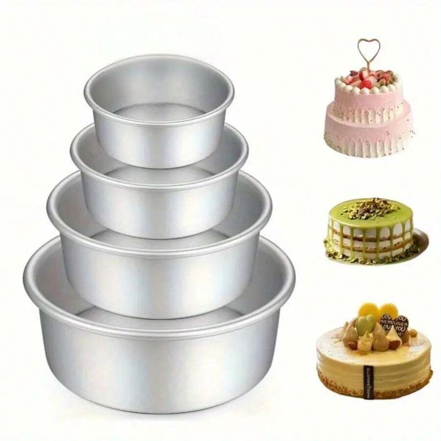 1 cái/3 cái/4 cái, Khuôn làm bánh chiffon hoàn hảo, Khay nướng bánh mousse, Khuôn bánh nhôm chống dính, Khuôn tháp làm bánh và tráng miệng, Khuôn nướng bánh nhiều lớp tự làm, Dụng cụ nhà bếp không thể thiếu cho ngày lễ và tụ họp gia đình