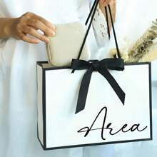 1 pièce/Sacs cadeaux personnalisés avec nom, sacs cadeaux attachés avec ruban, sacs cadeaux de remerciement, sacs cadeaux en papier, sacs pour magasins de vêtements et de shopping avec rubans, sacs en papier artisanal, emballage d'expédition, sacs cadeaux d'anniversaire, sacs cadeaux de mariage, sacs cadeaux de demoiselle d'honneur