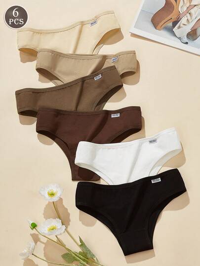 paquete de 6 bragas de mujer de estilo brasileño, de color Maillard, simples, sexys, transpirables y de tiro bajo