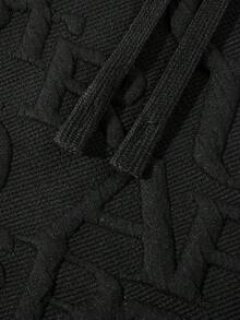 Men's Summer Casual Drawstring Waist Pockets Jacquard Beach Shorts - Black - View 4